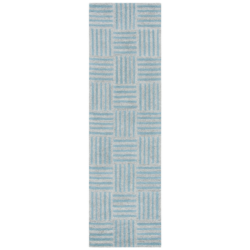 Stockton Striped Handmade Tufted Grey Area Rug, Runner 2'3" x 8'
