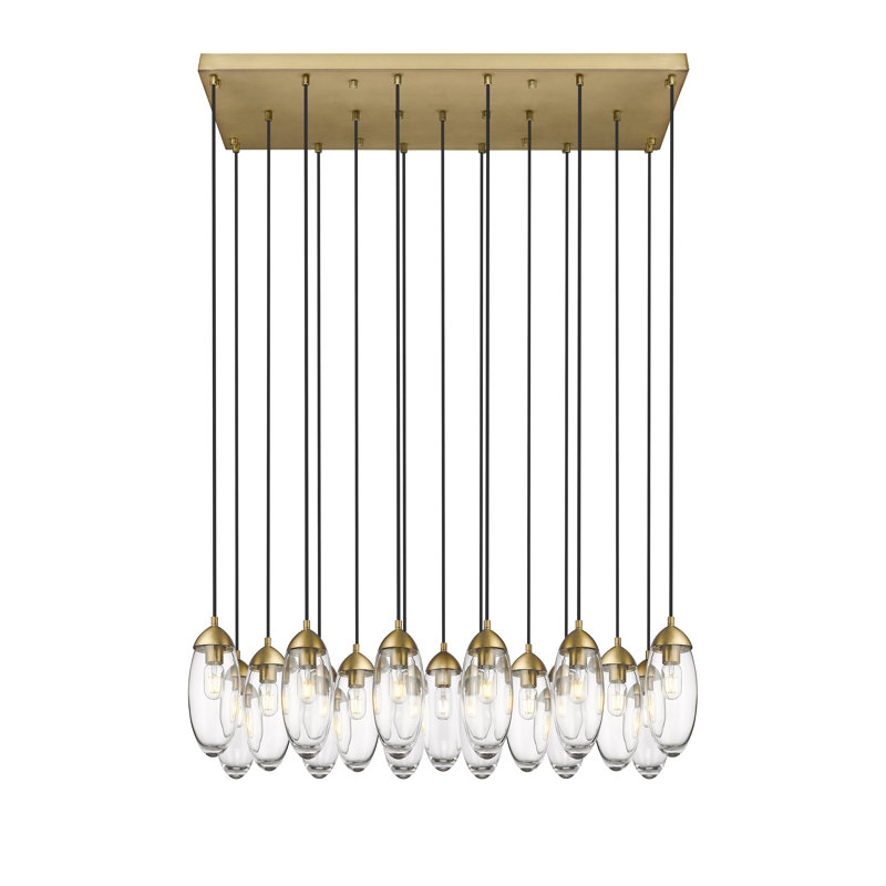 Vannie 17 - Light Steel Dimmable Round / Oval Chandelier, Rubbed Brass