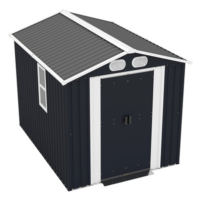 Campcraft 8X6 FT Outdoor Storage Shed, Metal Tool Shed & Outdoor Storage With Lockable Doors & Air Vents, For Backyard Garden Patio, Dark Grey