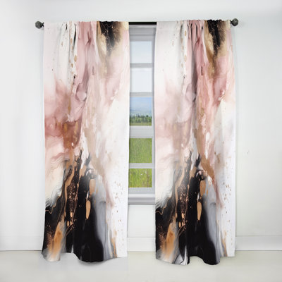 Pink Gold Marble Texture I - Modern Velvet Curtain - Room Darkening - 1 panel
