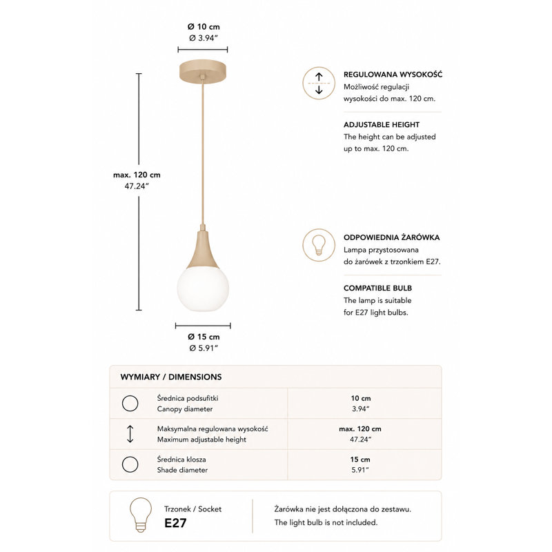 - Light Beige Pendant, 15, 1