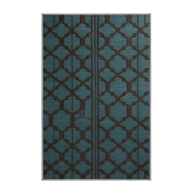 Machine Washable Trellis Green Area Rug