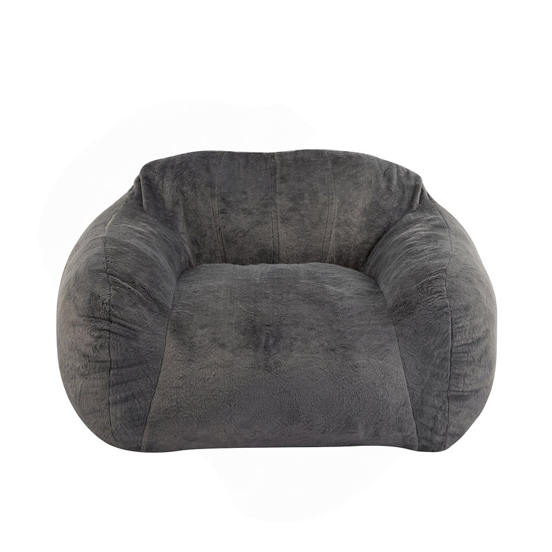 Fauteuil à billes d'intérieur, fausse fourrure grise