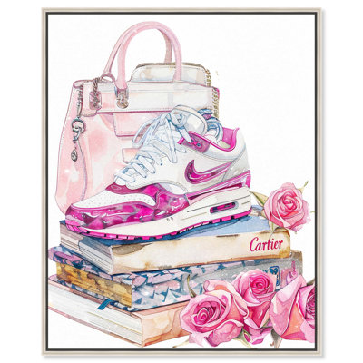 Pink Blossom Fun Purse Canvas Fashion Sneaker Art by Art Remedy