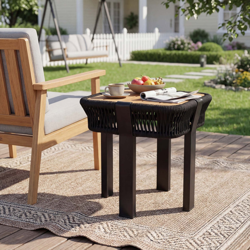 Table de bout d'extérieur pour patio, Teak / Black