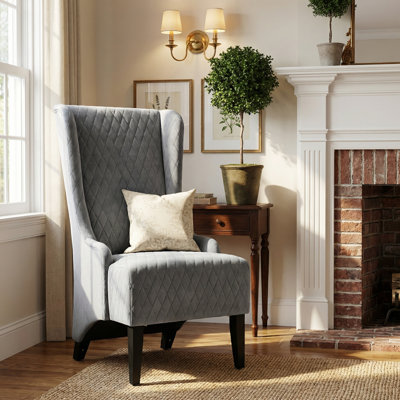 Janayiah Modern Upholstered Wing Back Dining Chair, High Back Side Chair