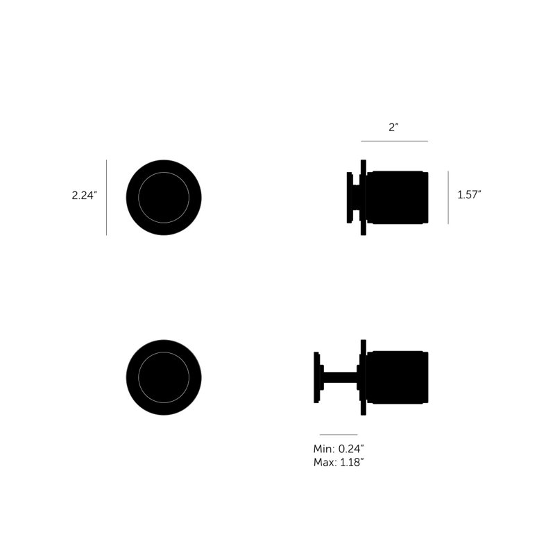 Cylindrical Knob with Round Rosette, Steel