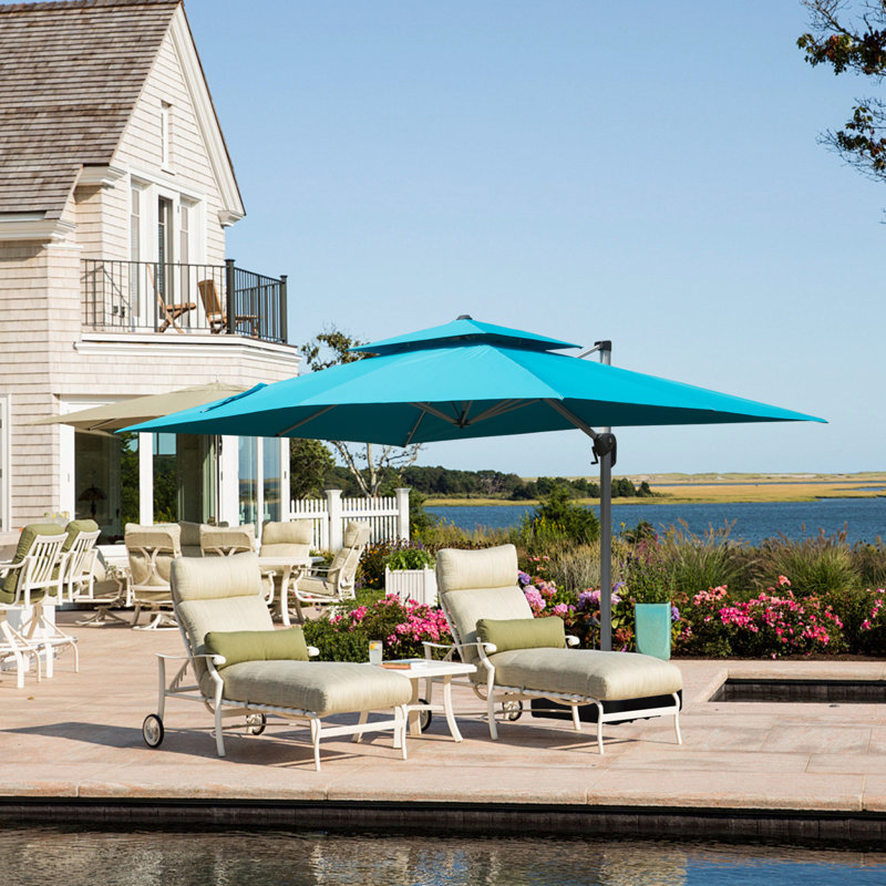 Parasol en porte-à-faux Deraway, Bleu, 12 pi x 10 pi