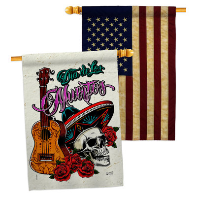 Double Sided 40 in. H x 28 in. W Polyester Day of the Dead House Flag