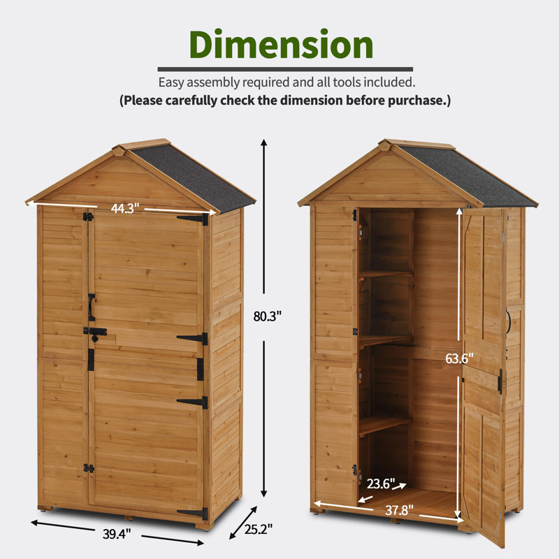 3 ft. 8 in. W x 2 ft. 5 in. D Outdoor Storage Shed with 3 Shelves and Lock