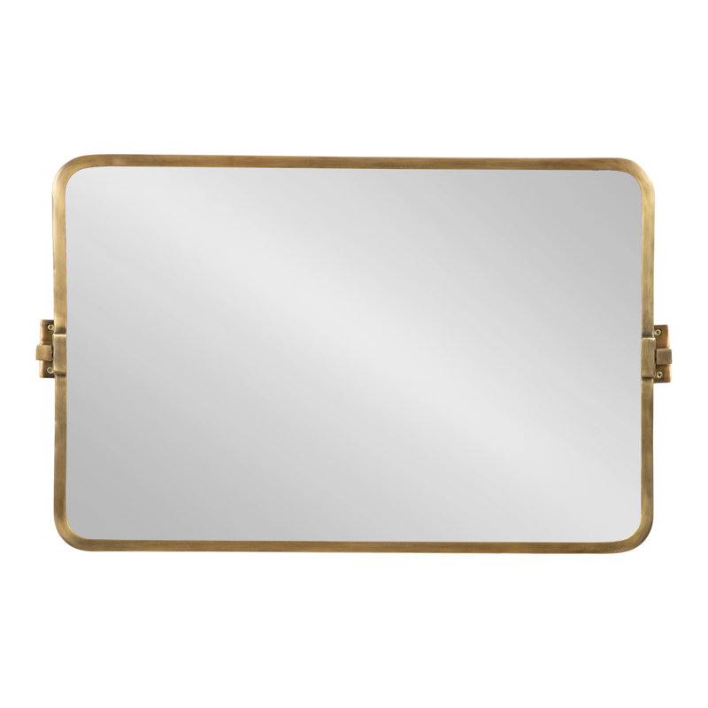 Mishaela Pivot Rectangle Metal Wall Mirror, 20'' H  x 31.75'' W, Gold