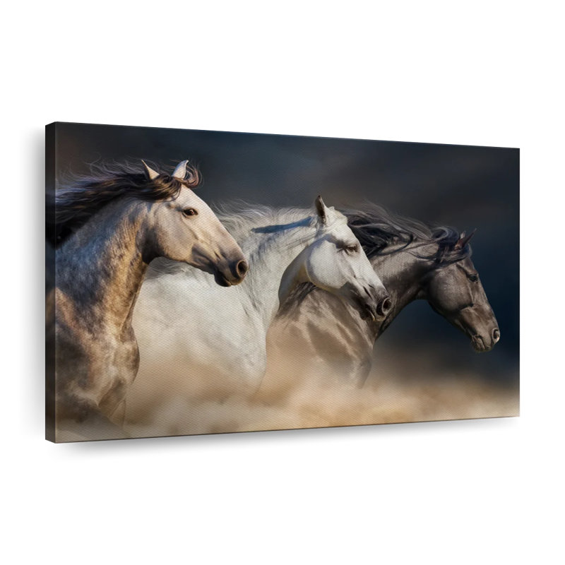 Chevaux magnifiques sur toile, H 20 po x l 30 po x P 1,25 po