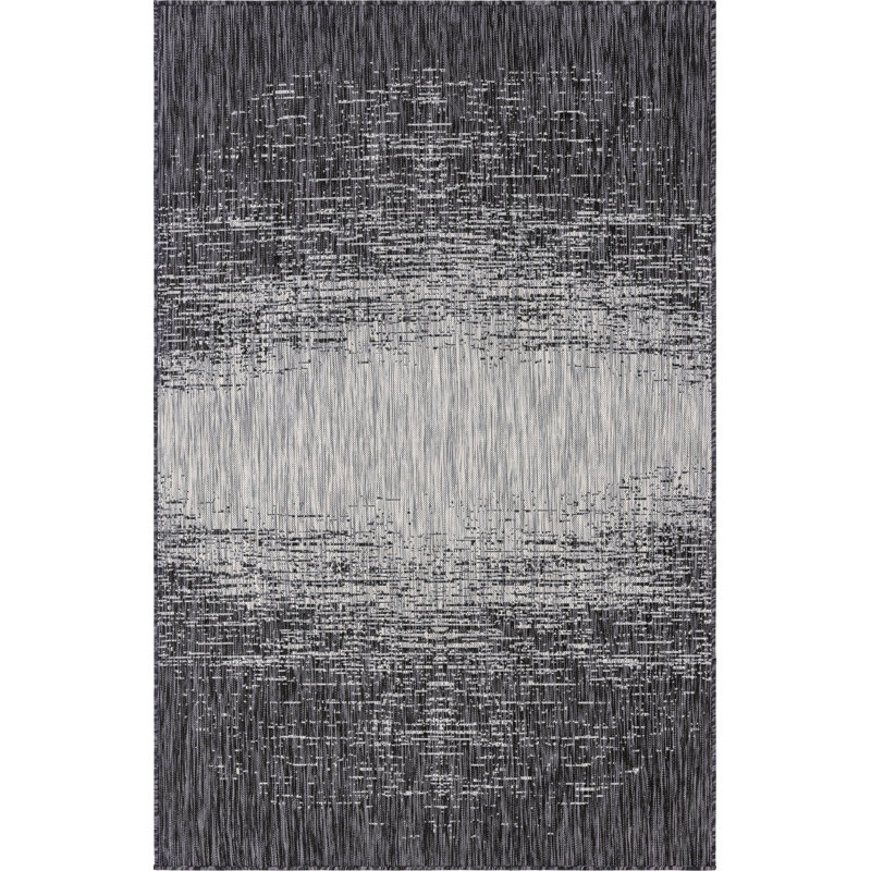 Pindall Charcoal Gray/Gray Indoor/Outdoor Rug, Rectangle 5'1" x 8'