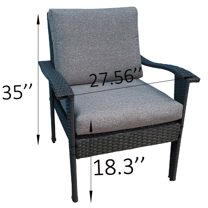 Ensemble de conversation en rotin 5 pièces avec coussins pour patio