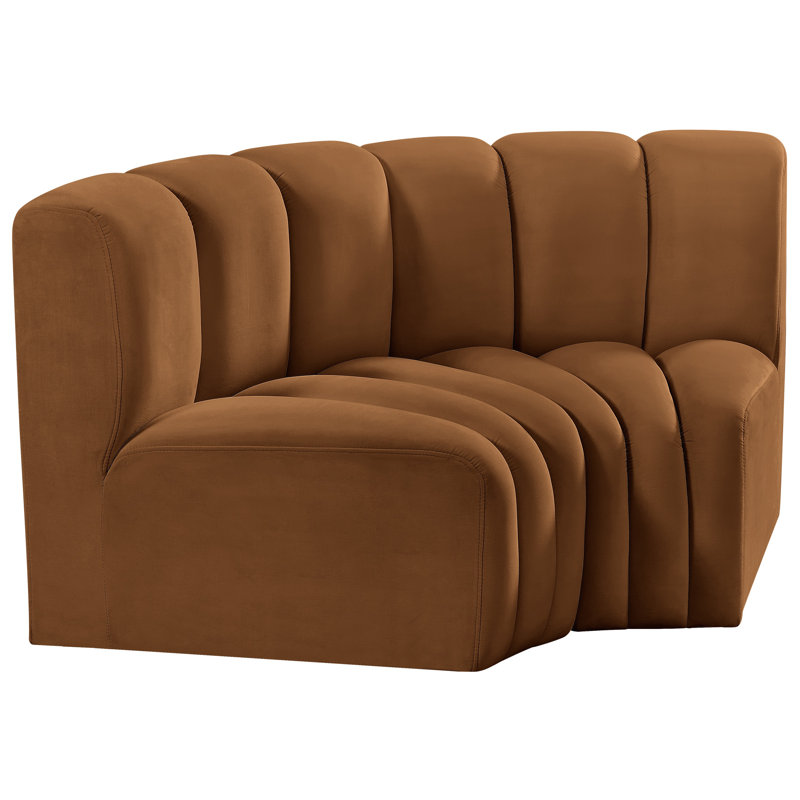 Ivanildo Upholstered Curved Sectional Reversible, Saddle Velvet