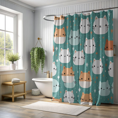Kawaii Feline Prints - 1 Piece Standard Shower Curtain