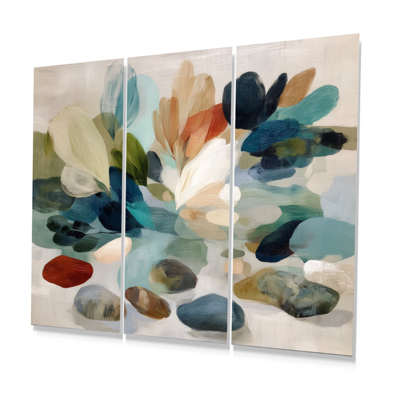 Minimalisme abstrait dans des tons blancs et verts - ensemble d'art mural minimalisme, 28" H x 36" W, Frameless Metal Print