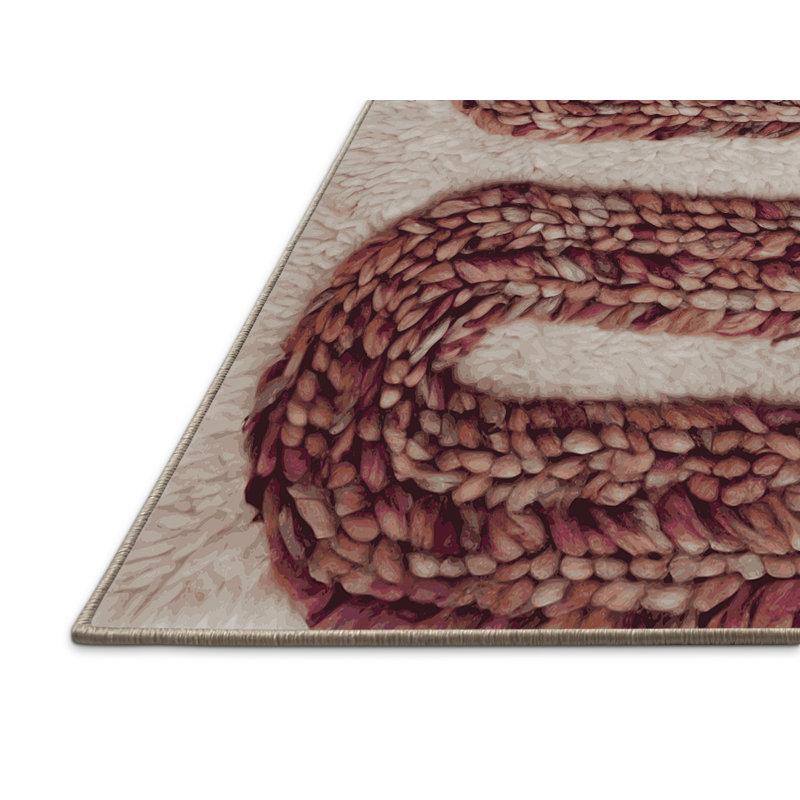 Tapis brun soyeux et moelleux, Rond 8 pi