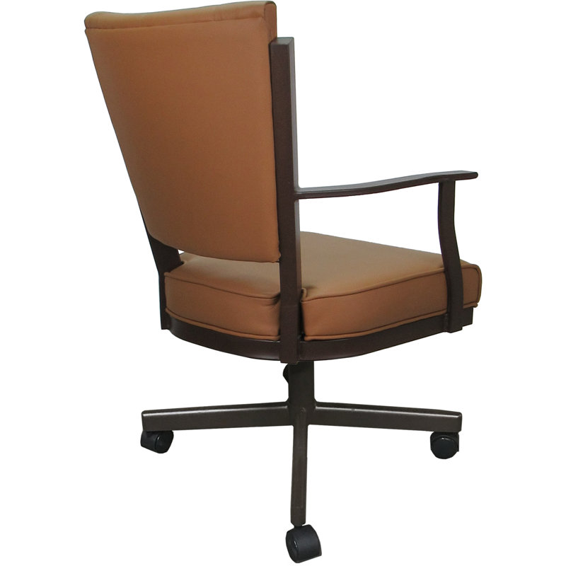 Leather Dining Caster Chair Swivel Tilt, Brown, Brown