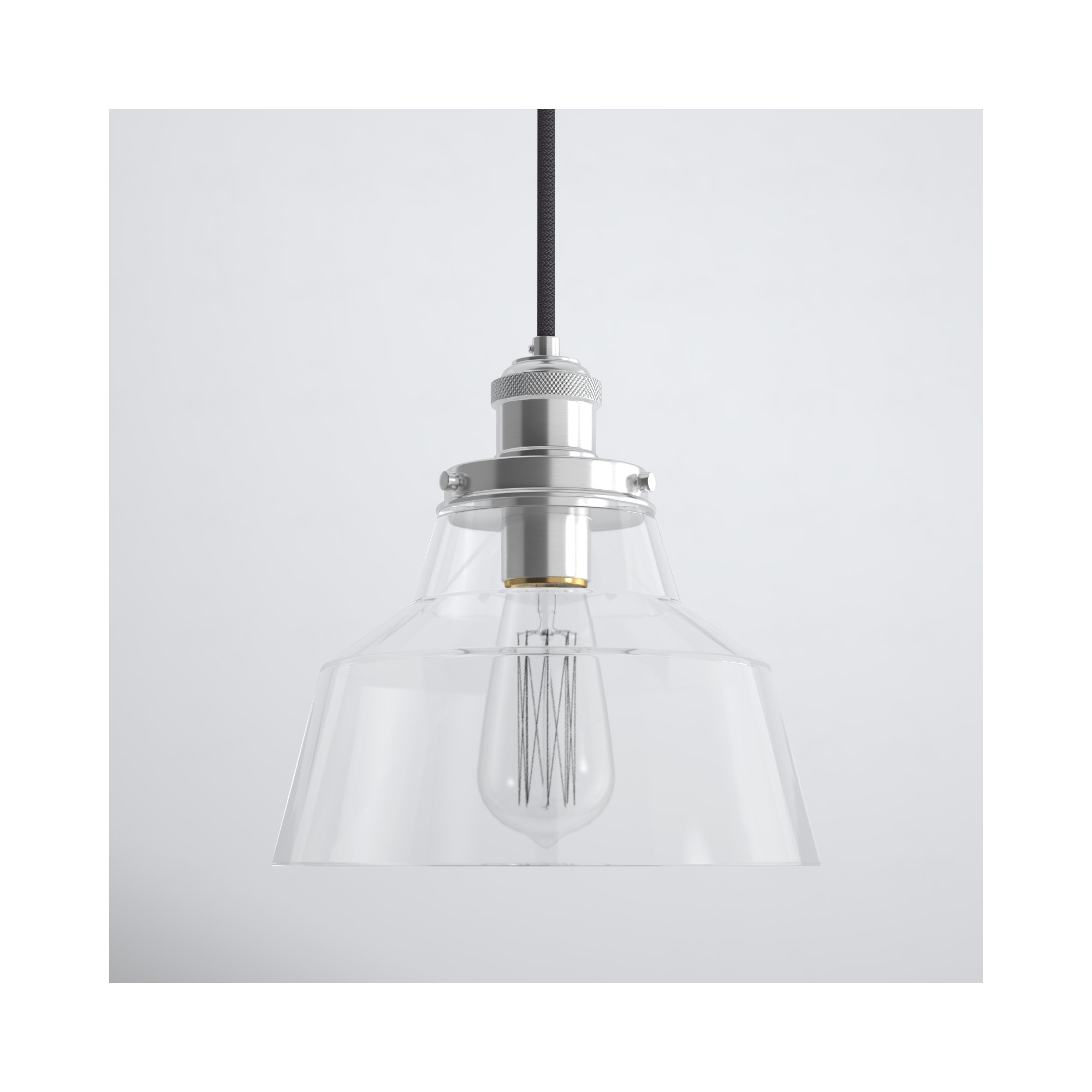 Topanga Single Light Glass Dimmable Pendant, Polished Nickel