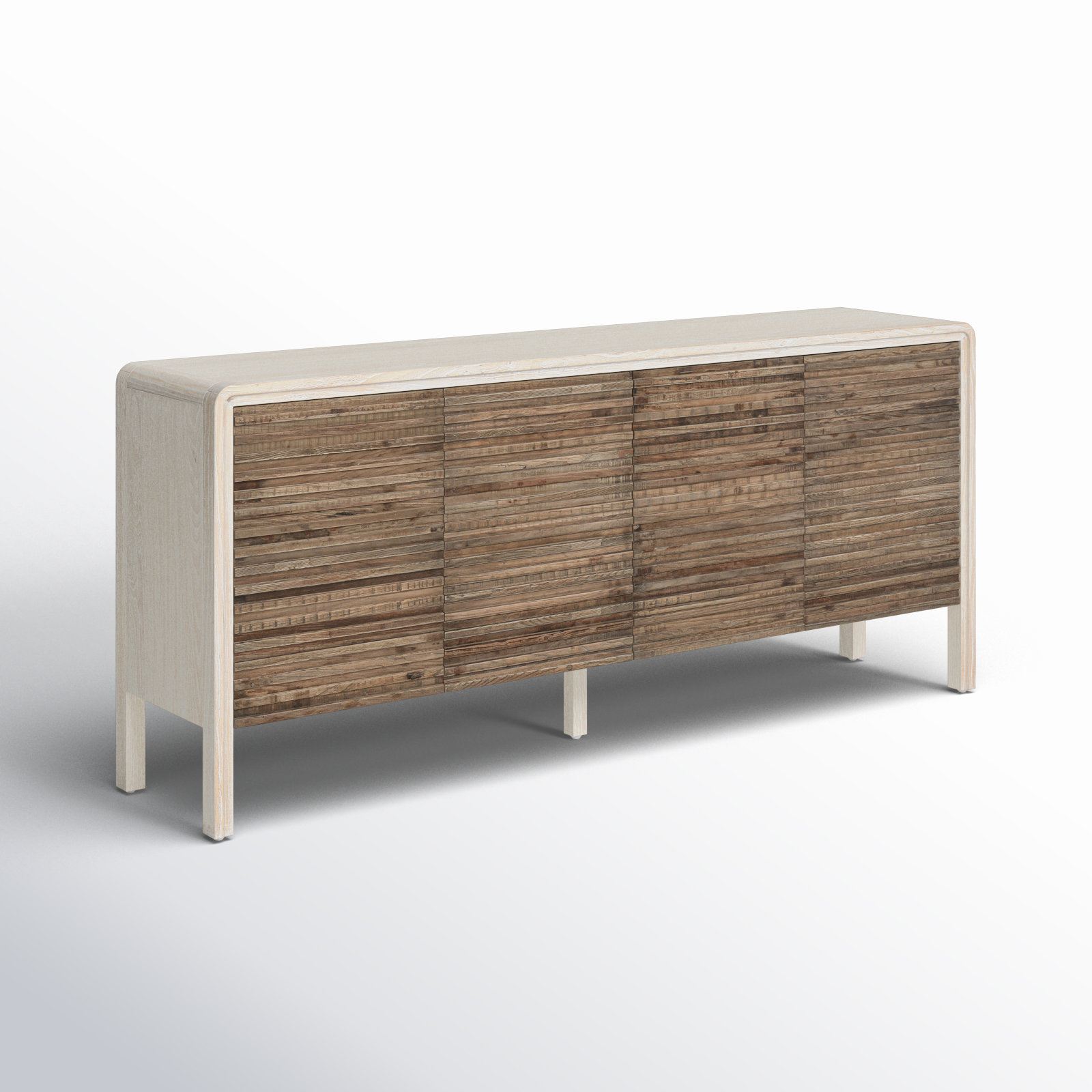 Spencer 79"Solid Elm Wood Sideboard, White/Brown