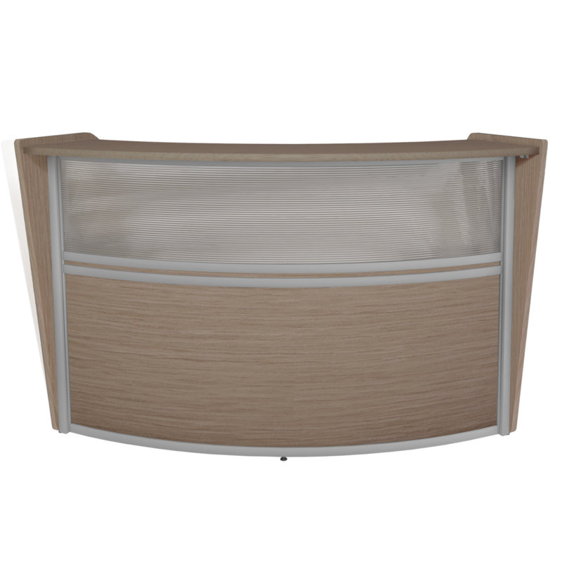 Poste de travail courbé Nahjai Marque Plexi, H 45,5 po x l 72 po x P 32 po, Chêne noble