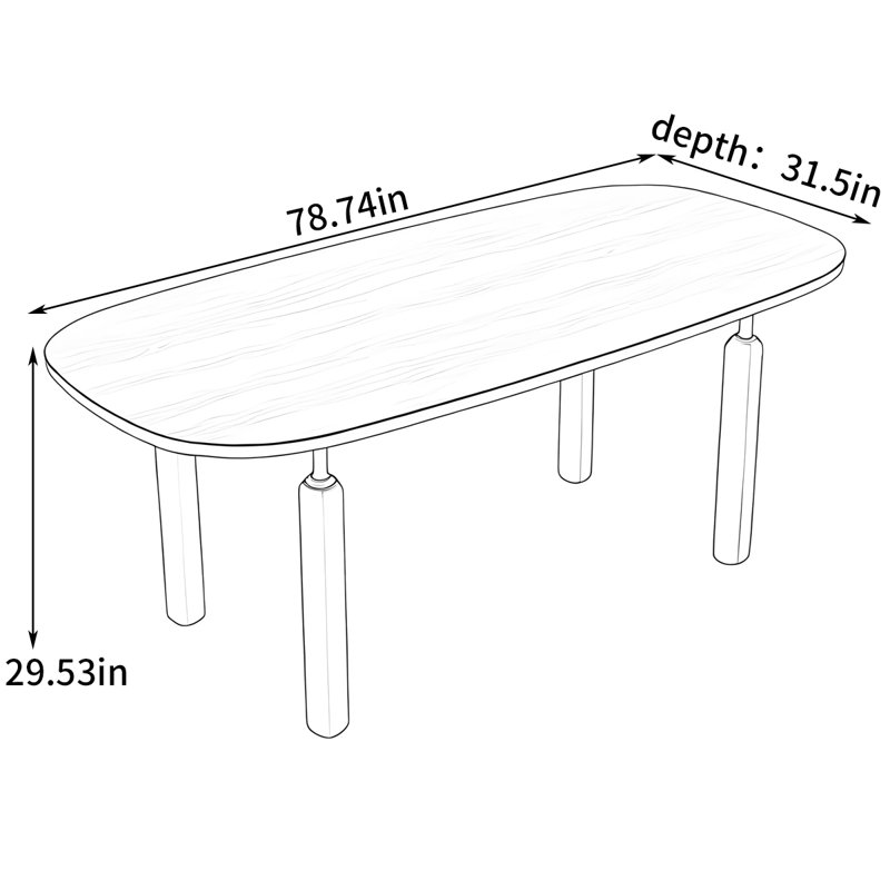 Table de salle à manger de style nordique minimalisme, H 29,53 po x L 78,74 po x l 31,5 po