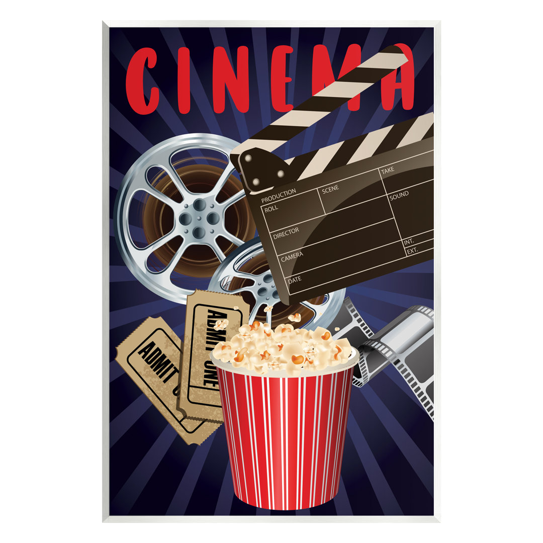 Cinema Movie Reel Popcorn Entertainment Sign by Yvonne Coleman Burney - Unframed Graphic Art on MDF Stupell Industries 