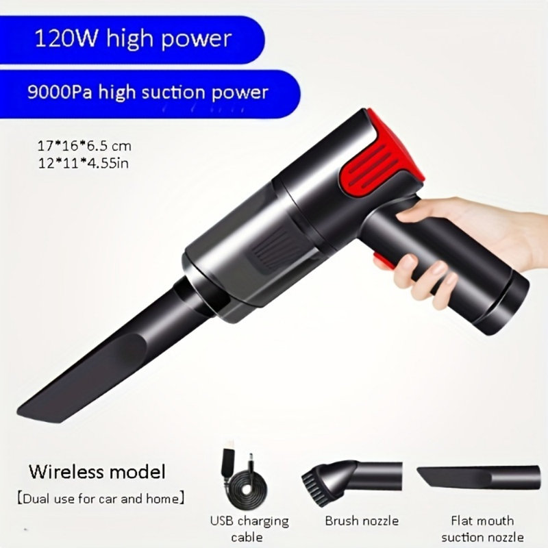 Red Usb Rechargeable Wireless Handheld Vacuum, Smart Auto Sensor Mini Desktop Cleaner, Multi Attachments For Car Home Office