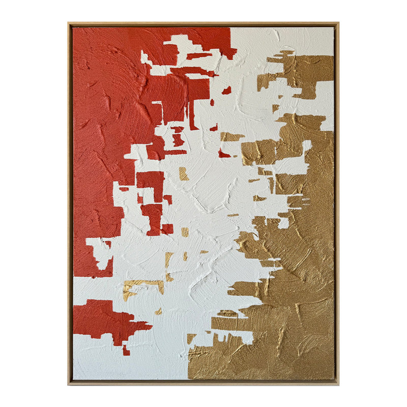 Peinture abstraite orange / or / blanc Metamorphosis L 36 po x l 2,5 po x H 48 po