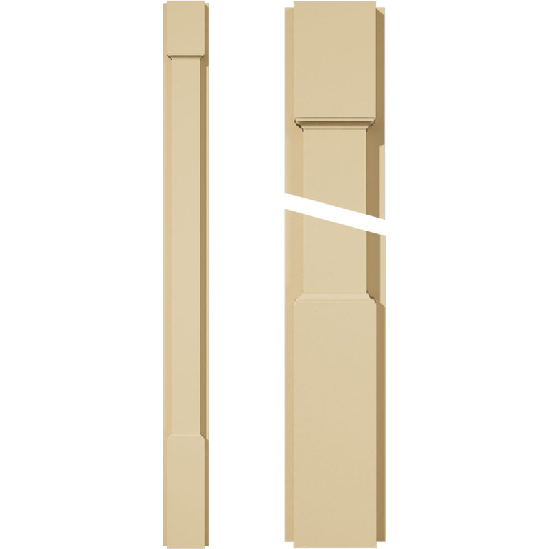 Signature Urethane Plain Pilaster w/ Standard Capital & Base, 4"W x 48"H x 2"P (Pair), Base Can Be Trimmed Up to 6 5/8", High Density Milled Urethane, Factory Primed Tan, Sold As Pair