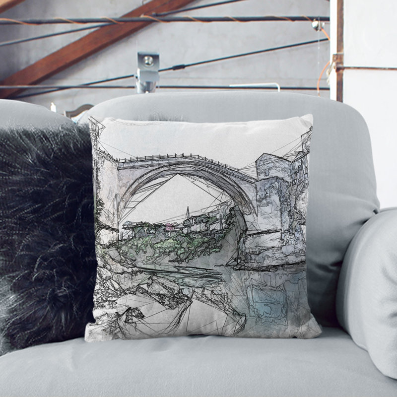 Abstract Square Throw Cushion, 55cm H x 55cm W x 20cm D, White
