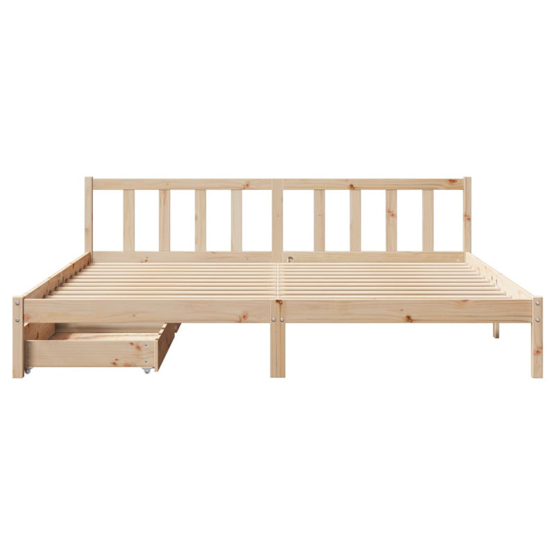 Solid Wood Storage Bed, Brown, Super King (6')