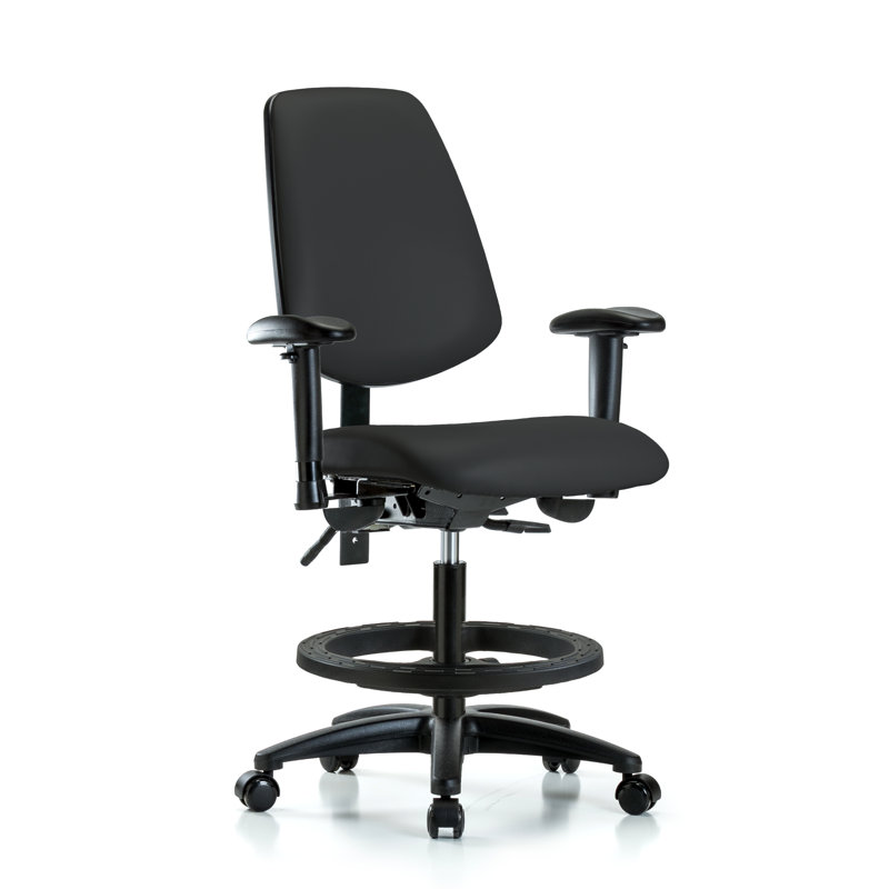 Chaise de dessinateur Jazmyne, Noir, Roulettes, Non inclus