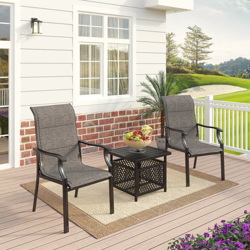 Ensemble repas 2 places avec chaises rembourrées en tissu Salem