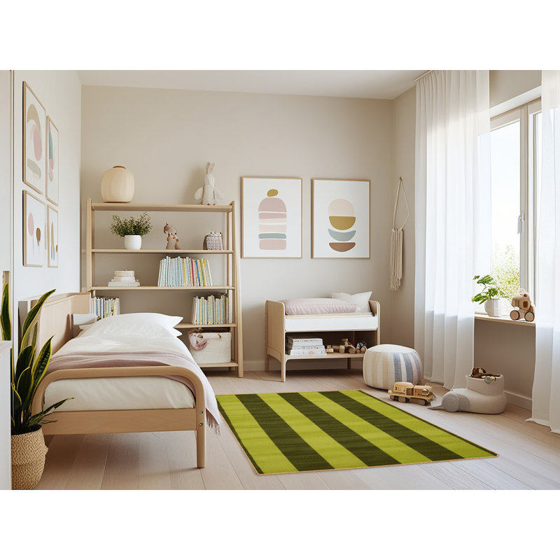 Machine Washable Checkered Brown Area Rug, Rectangle 4' x 6'