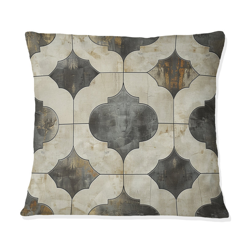 Coussin Beige Modern Trellis II - Modern, H 16 po x l 16 po