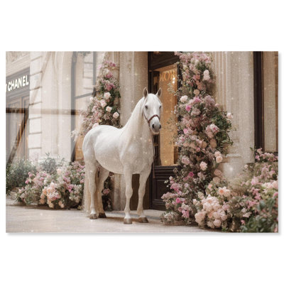 Horse at the Floral Shops Acrylic Print Fashion Wall Art by Notoriart, Ready to Hang, 15 x 10
