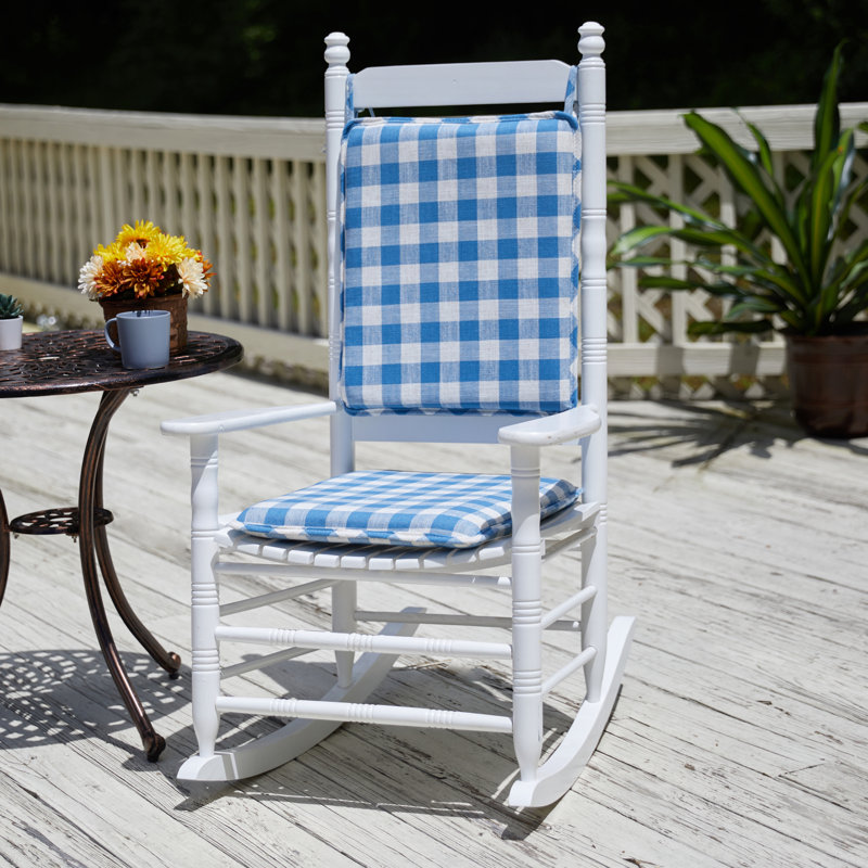 Ensemble de coussins de chaise berçante antidérapant Coastal, Carreaux bleus