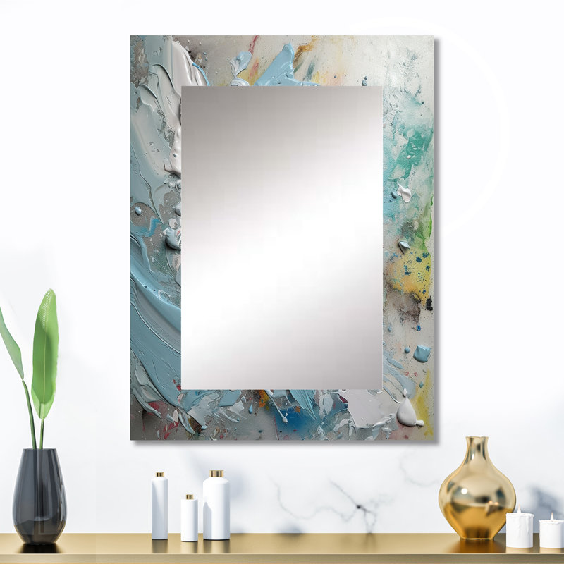 Summer Memories Abstract In White And Blue III - Abstract Painting Unique Wall Mirror Decor, Modern Large Mirror, Printed Metal Art