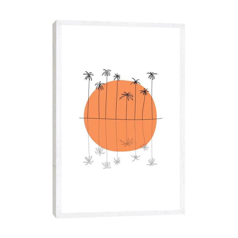Sunset Palm - Print on Canvas, White Framed, 66.04 cm H x 45.72 cm W