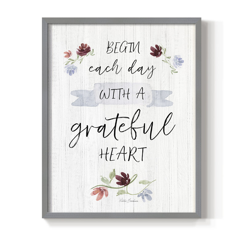 «Grateful Heart», reproduction encadrée - bois massif, H 30 po x l 24 po, Gris
