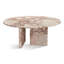 Table basse ronde en marbre rose naturel, hauteur 32 cm, élément de décoration luxueux pour le salon, surface polie, montage rapide, détail distinctif pour la maison, 70 x 32 cm, pièce maîtresse pour la décoration de l'espace, finition.