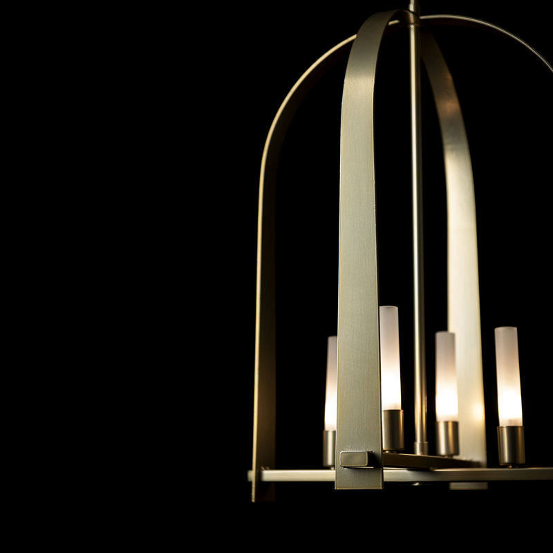 Triomphe 4 - Light Lantern Geometric Chandelier, Modern Brass