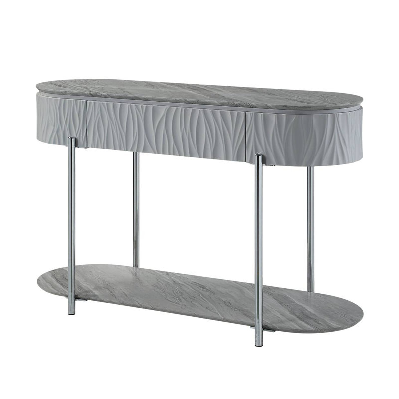 Table de canapé yukino gris ultrabrillant et chrome