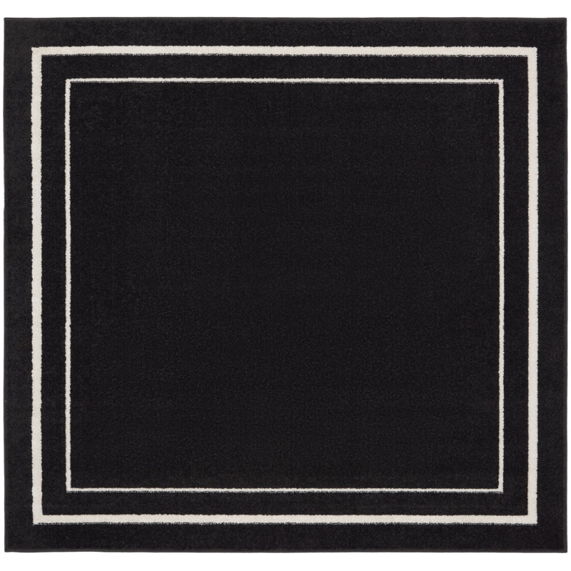 Nourison Essentials Black Ivory Indoor/Outdoor Area Rug, Square 5'