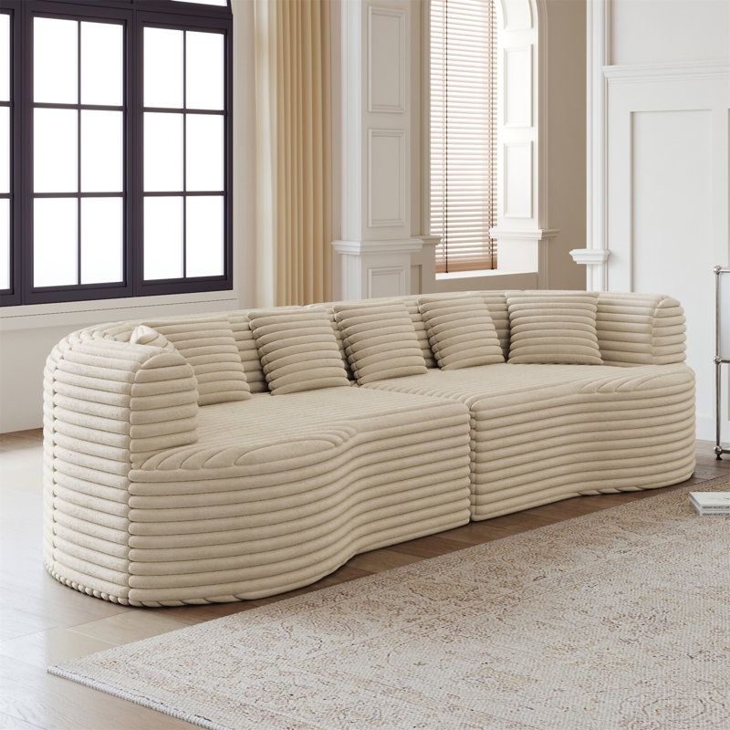 Boneless Curved Sectional Sofa, Beige