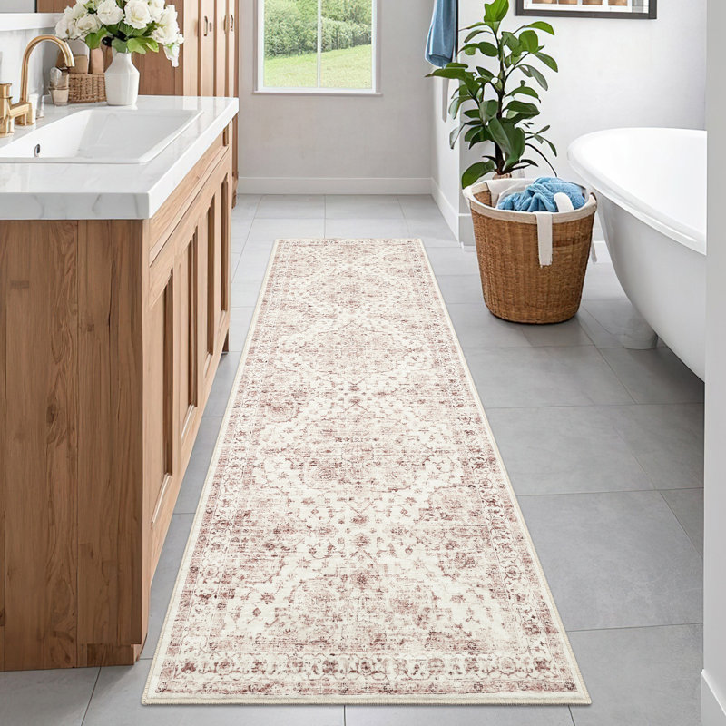 Rectangle Vintage Look Synthetic Area Rug, Runner 60cm x 230cm