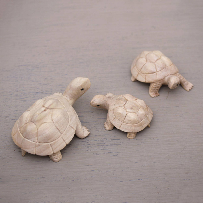 Ensemble de statue 3 pièces en bois terrapin trio Bernd