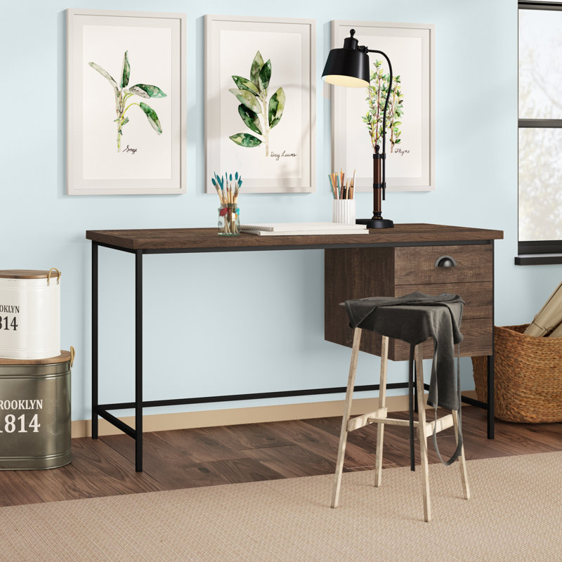 Computer Desk, Home Office, Laptop, Storage Drawers,Work, Metal, Laminate, Brown